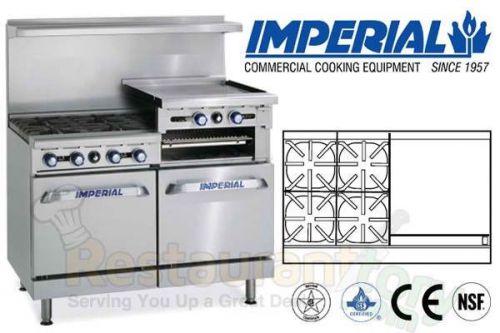 Imperial commercial restaurant range 48&#034; w/ 24&#034; griddle nat gas ir-4-rg24 for sale