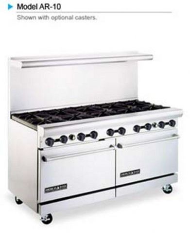 AR10 10 burner AMERICAN RANGE 60&#034; Restaurant Range 2 ovens below