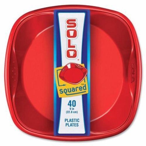 Solo Cup Company Squared Plastic Plates, 9&#034;, 40/PK, Red (SLOSQP9400005PK)
