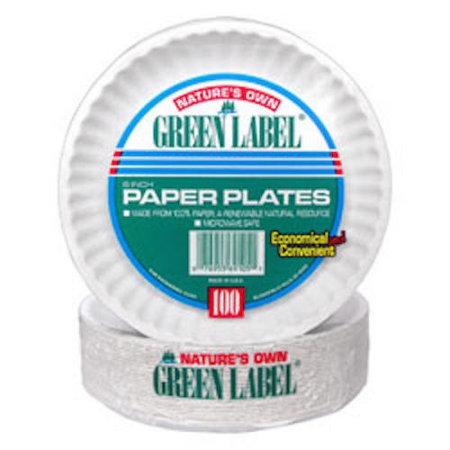 Plate AJM Green Label Paper Plate - 6&#034;