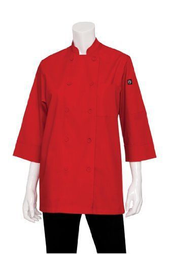 Chef works jlcl-red-2xl basic 3/4 sleeve chef coat for sale