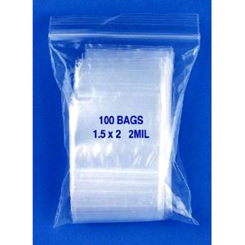 1000 Ziplock Bags 1.5x2 RECLOSABLE CLEAR POLY BAGS 1.5&#034;x2&#034;  2Mil PLASTIC BAG