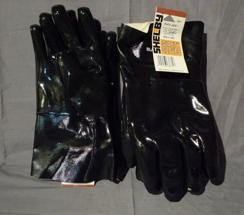 12-SHELBY BLACK JACK SMOOTH  NEOPRENE COATED W/ GAUNTLET 12&#034; GLOVES CHEM RESIST.