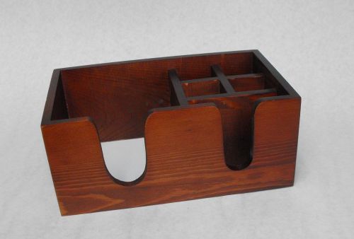 Hazel WOOD BAR CADDY 6-compartment Straw &amp; Napkin Organizer