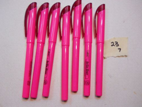 7 Lot BIC Brite Liner Fluorescent Highlighters Grip XL Chisel Tip PINK