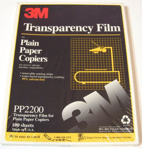 3M Plain Paper Copier Transparency Film 100 Sheets PP2200 8-1/2&#034;x11&#034; New Sealed