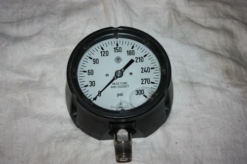 MC DANIEL 316SS Liquid Filled Pressure Gauge -0-300PSI, 6&#034; Face, 3/4&#034; Male, USED