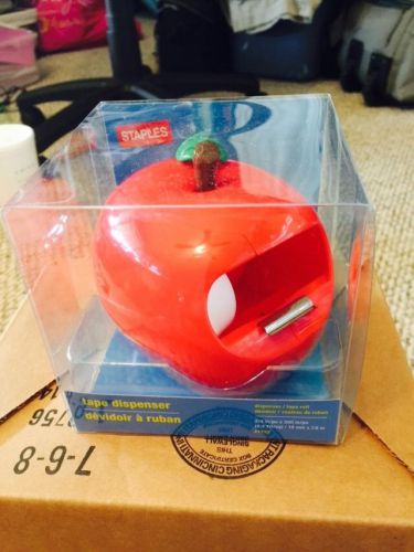 Unique Staples Apple Fruit Shape Refillable TAPE DISPENSER w/ Roll Tape - NEW