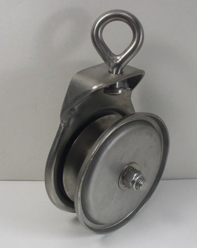 4&#034; Stainless Steel Open Block Sheave V Groove, Swivel Eye