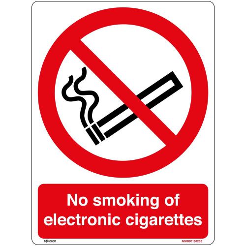 No Smoking of Electronic Cigarettes Sign 20x15cm warning sticker or window decal