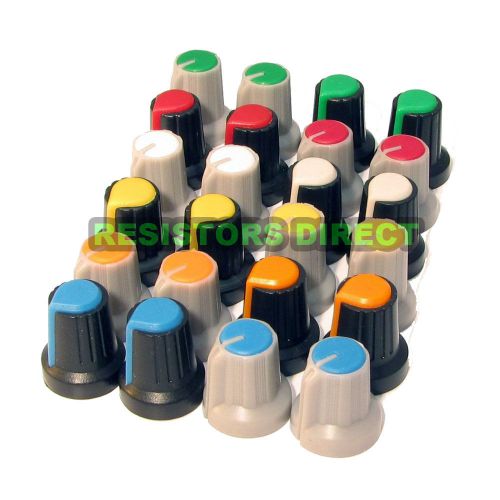 24pcs Knobs Assortment Kit, for 6mm 18 Teeth Shaft Pots 12 Colors USA