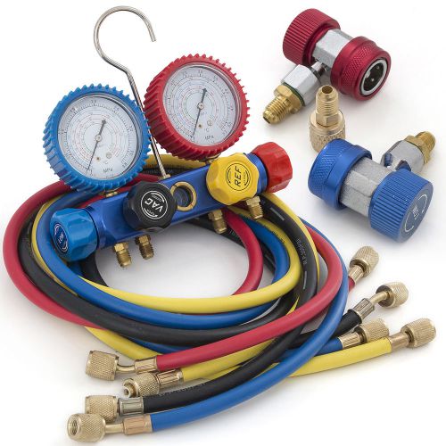 R410 R22 R134 R407C AC Manifold Gauge Set 1/2&#034; ACME Adaper Freon Coolant Repair