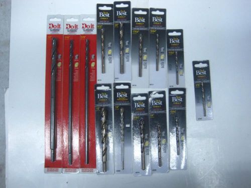 Lot x 14 Assorted Size Do It Best Extension Cobalt Wood Metal Masonry Drill Bits