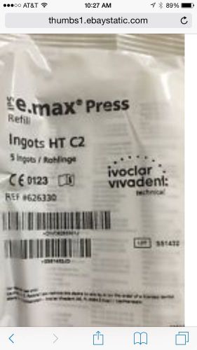 Ivoclar emax press ingots emax HT C2 5pk Pressable Ceramic NEW REF# 626330