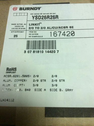 Burndy YSD26R26R connectors, new box of 25, free shipping!