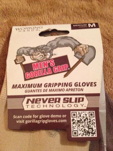 NEW WORKING HANDS GORILLA GRIP WORK GLOVES NON-SLIP COATING-MED, FREE SHIPPING