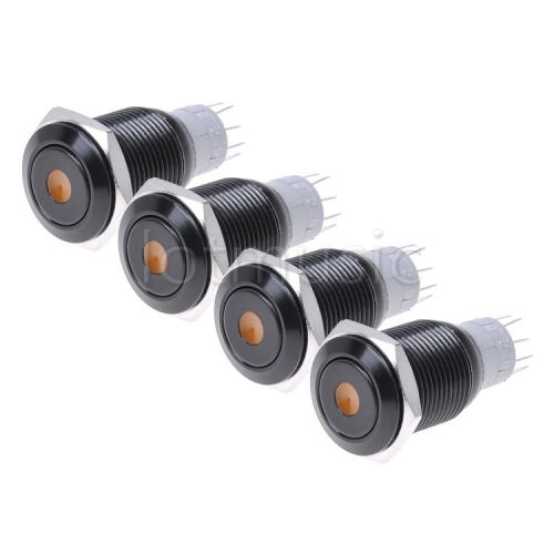 4pcs 16mm black momentary waterproof switch dot illuminated-orange for sale