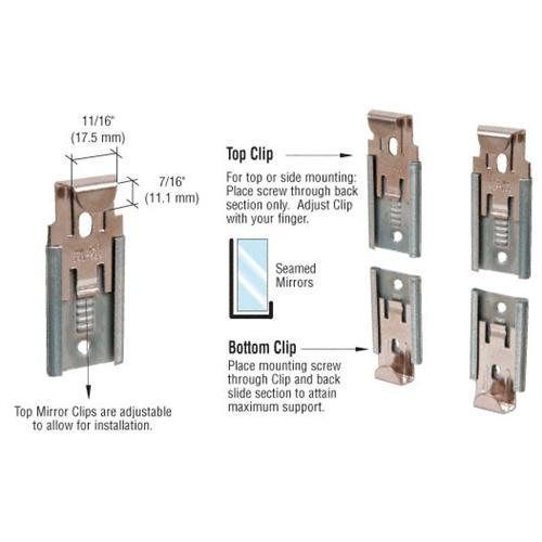 CRL Nickel Plated Adjustable Mirraco® Mirror Clip Set for 3/8&#034; Seamed Mirror