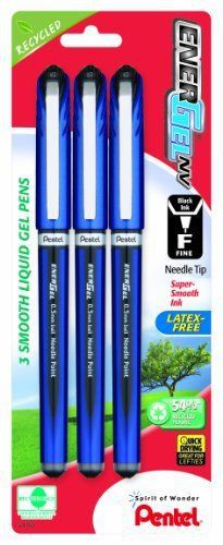 Pentel EnerGel NV Liquid Gel Pen  0.5mm  Needle Tip  Black Ink  3 Pack (BLN25BP3