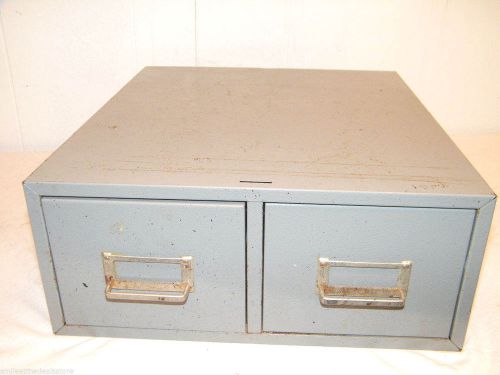 VINTAGE INDUSTRIAL METAL  2 DRAWER PHOTO FILE STORAGE CABINET by STEELMASTER