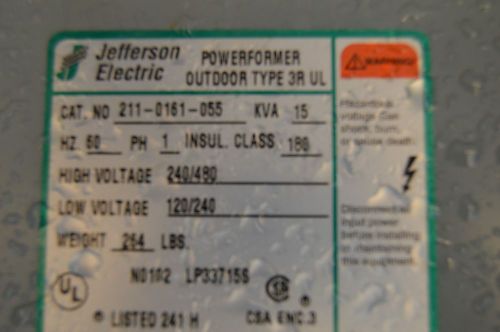 Jefferson electric 211-0161-055 15 kva transformer for sale