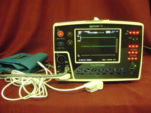 Criticare Scholar III 507 EL Patient Monitor ECG,Temp,SpO2,NiBP,Printer 507EL