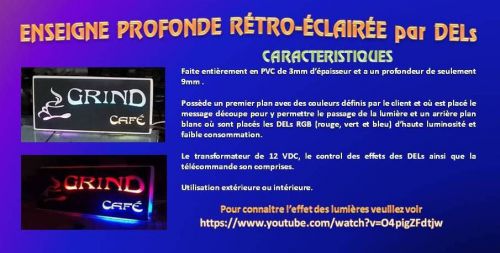 ENSEIGNE PROFONDE RETRO-ECLAIREE PAR DELs