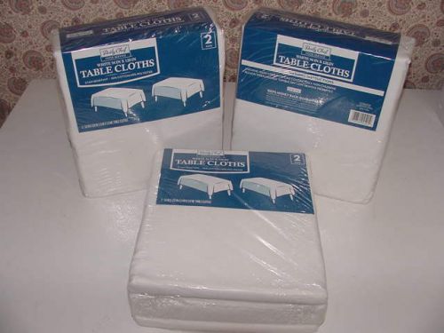 6 - Daily Chef Tablecloths White 54&#034; x 120&#034; Stain Resistant Cotton Polyester NEW