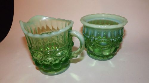 Green Vaseline Creamer and Sugar Set