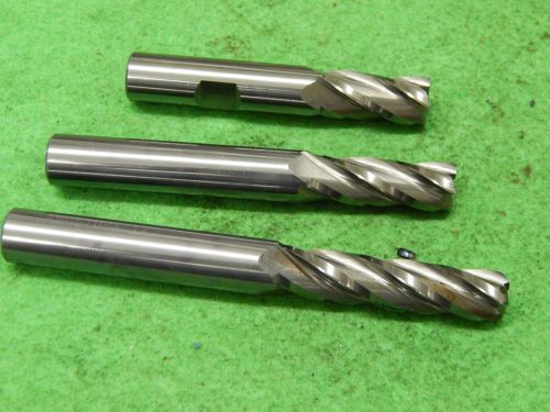 3 SGS Solid Carbide End Mills Re Sharpened .500&#034; Shanks