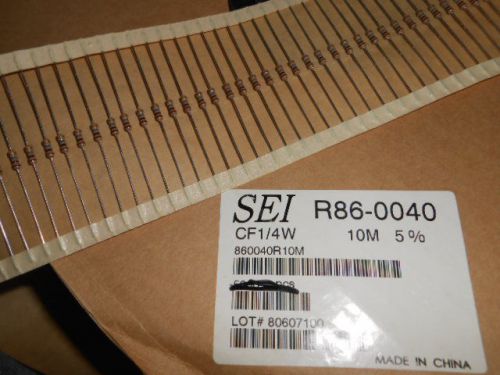 10M (10,000,000) OHM 1/4Watt  5% resistors 25Pcs. USA Seller, SHIPS FREE!