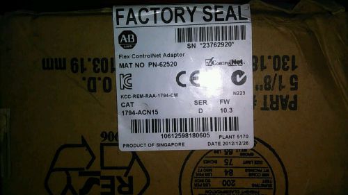 New in Box ALLEN BRADLEY 1794-ACN15/D CONTROLNET FLEX I/O ADAPTER