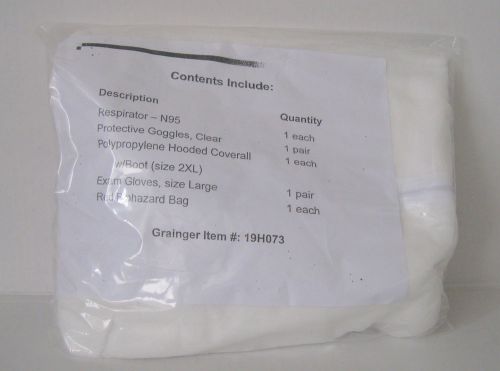 Grainger 19H073 PPE Kit, Coverall 2X, Respirator N95, Gloves, Goggles, Bag