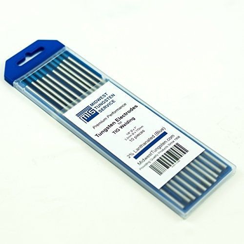 TIG Welding Tungsten Electrodes 2% Lanthanated 1/8 X 7 (Blue, WL20) 10-Pack