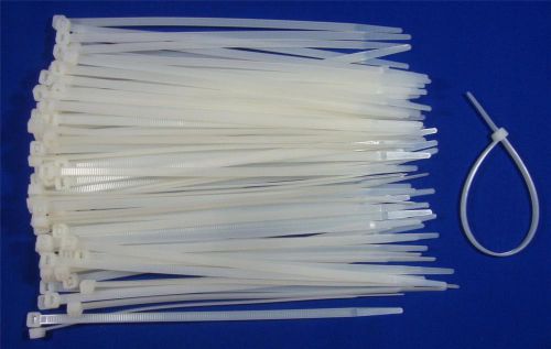 100 Natural 8&#034; Adjustable Security Loop Zip Ties Fasteners Lock Tag Cable Tie