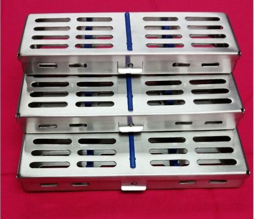 3 DENTAL SURGICAL AUTOCLAVE STERILIZATION CASSETTES RACKS BOX FOR 5 INSTRUMENTS