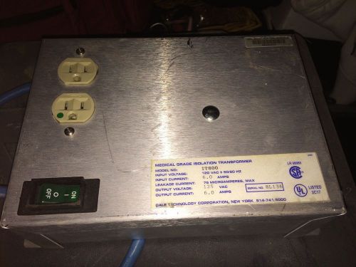 DALE TECHNOLOGY MEDICAL GRADE ISOLATION TRANSFORMER MODEL IT 800