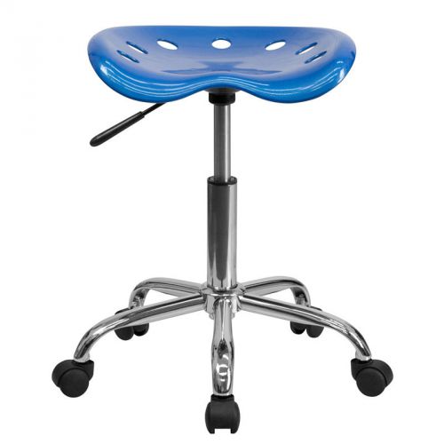 Vibrant Bright Blue Tractor Seat and Chrome Stool [LF-214A-BRIGHTBLUE-GG]