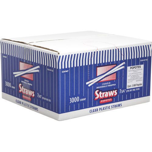 Comet 7-3/4&#034; Wrapped Straw, Plastic, 3000 ct