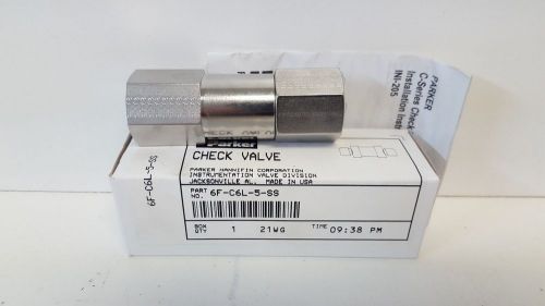 NEW OLD STOCK! PARKER 21WG CHECK VALVE 6F-C6L-5-SS