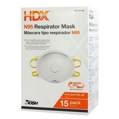 Hdx n95 disposable proetective safety respirator breather valve box (15-pack) for sale