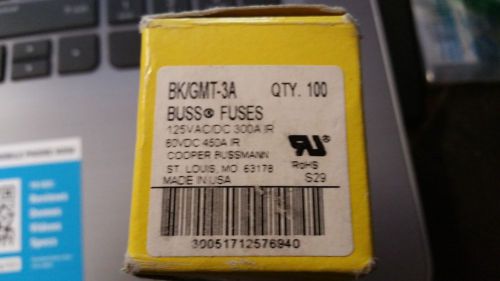 BK/GMT-3A (3 AMP) COOPER BUSSMANN Fuses QTY 100