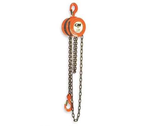 CM, 2213, Low Headroom Chain Hoist, 400 Lbs 15&#039; Lift, Hooks 1- 1/4&#034; Brake/HD4/RL