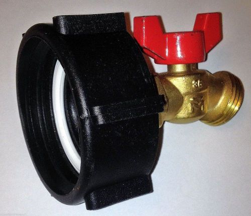 275-330-GALLON-IBC TOTE-TANK ADAPTER 2&#034; COARSE-Thread x BRASS Hose FAUCET VALVE