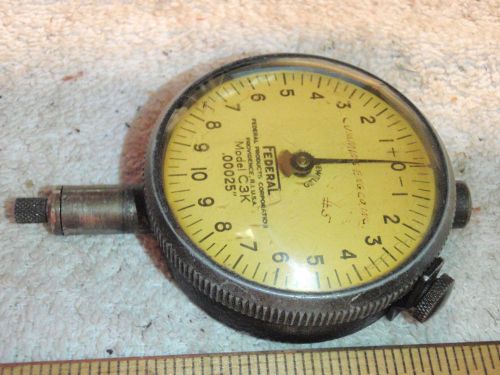 FEDERAL DIAL IND. .00025&#034; 0 - 10 - 0 No. C3K FLAT BACK 2&#034; FACE .050&#034; RANGE