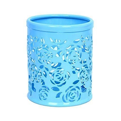 Stationary Station Blue Floral Round Pen Holder