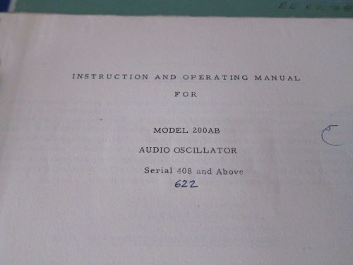 200AB HP Audio Oscillator Operating Service Manual Schematics Guide 408+