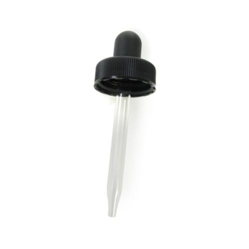 Bottle Dropper Assembly 28/400 x 76mm - Black Cap w Glass Pipette