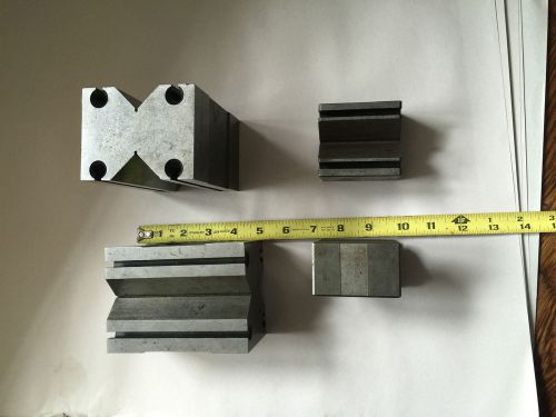 NICE PAIR OF FOWLER V BLOCKS 90 X 70 X 125 &amp; PAIR V BLOCKS 2 1/2 X 2 1/2 X 3&#034;