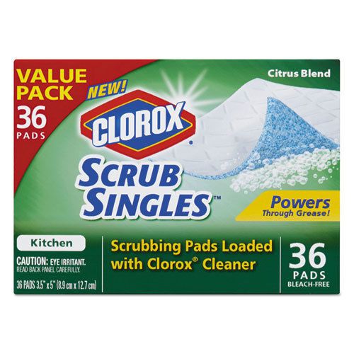 &#034;Kitchen Scrubsingles Scrubbing Pads, Citrus Blend Scent, 3 1/2&#034;&#034; X 5&#034;&#034;, 36/box&#034;